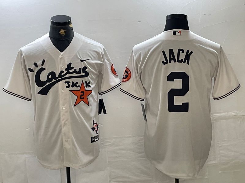 Men Houston Astros #2 Jack Cream Jointly 2024 Nike MLB Jersey style 1->->MLB Jersey